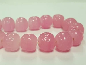 24 VINTAGE JAPAN CHERRY BRAND GLASS ROSE QUARTZ 14mm. BAROQUE ROUND BEADS 4636T - Picture 1 of 3