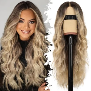 Ombre Blonde Wig for Women Long Wavy 4x1 Lace Natural Hairline Glueless for B... - Picture 1 of 7