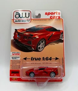 Auto World 1:64 2020 Chevrolet Corvette Red w/Black Stripes Model AWSP084A-4H - Picture 1 of 2