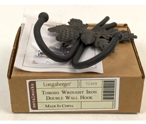 Longaberger Toboso Wrought Iron Double Wall Hook - NIB - Picture 1 of 1