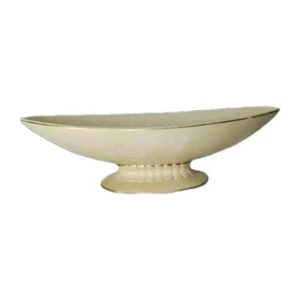 Vintage 1962 INARCO White Gold Oval Pedestal Vase Bowl E-559 Ohio Floral Supply - Picture 1 of 8