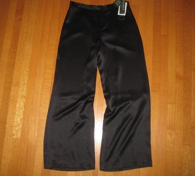 NEW Lauren Ralph Lauren Beacon Black Silk Wide Leg Pants sz 12 NWT Holiday Party - Image 1 of 4