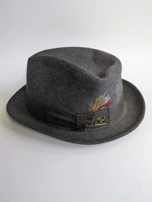 De Colección Dobbs Juego Pájaro Lana Fedora Sombrero Ala Pluma Caza Gris Grandpacore Foto 1 de 4