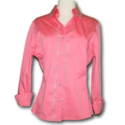 CHRISTINE ALEXANDER (M) Embellished Button Front Long Sleeve Blouse Rose  1990'S - Image 1 of 4