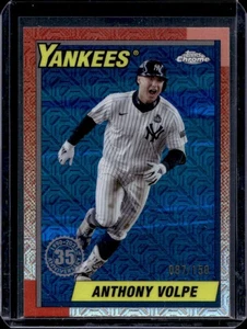 2025 Topps Anthony Volpe 1990 Baseball Chrome Silver Pack Blue Refractor #87/150 - Picture 1 of 2