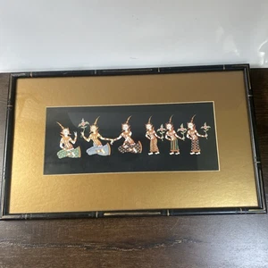Stunning Antique Thai Manuscript Painting with Figures Signed - Picture 1 of 9