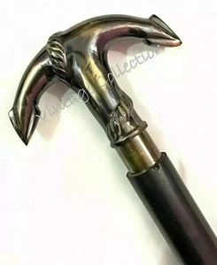 Brass Ship Head handle Vintage Style Wooden Walking Stick Cane Solid Style Gift - Picture 1 of 6