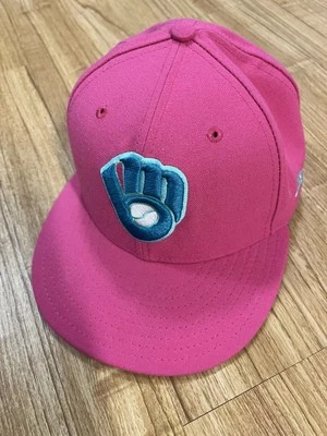 Gorra de béisbol Milwaukee Brewers New Era 59FIFTY rosa verde azulado ajustada talla 7 MLB Foto 1 de 4