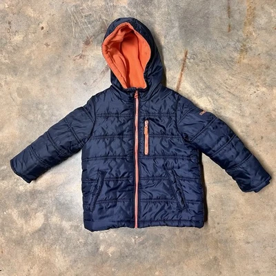 Chaqueta OshKosh B'gosh Niños 5-6 Azul Marino Con Capucha Puffer Polar Forrado Abrigo de Invierno Foto 1 de 4
