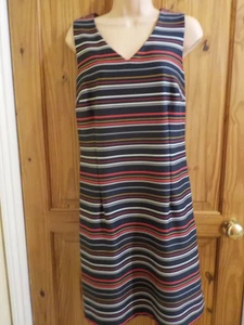 TU bodycon sleeveless dress Size 12 - Navy/white/red stripes - Picture 1 of 5