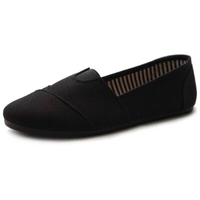 Zapato sin cordones para mujer Ollio de lona plano, negro, talla 6,5 Foto 1 de 4