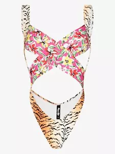 REINA OLGA Exotica Cutout Swimsuit Floral Tiger Print Swimwear M NEW RRP 165 - Picture 1 of 5