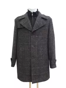 Kurze Herren Wollmantel grau/schwarz/rot Kariert abnehmbare Steppeinsatz Gr. XL - Bild 1 von 4
