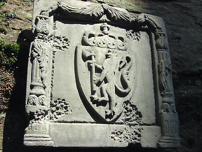 Mittelalter Relief Kachel Wappen Löwe Frostfest Steinkachel Ca. 20x20cm Bordüre • 13.50€