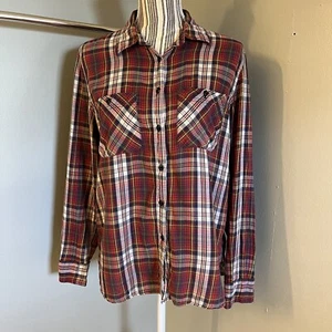 Denim & Supply Ralph Lauren RL Utility Womens Plaid Lightweight Button Up Top L - Picture 1 of 14