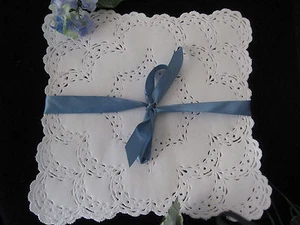 25 PCS 12" WHITE PAPER LACE SQUARE ELEGANT FLORAL ACCENT PLACEMAT DOILY CHARGER - Picture 1 of 4