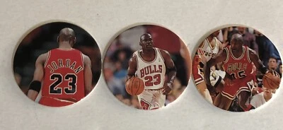 Michael Jordan Pogs Milk Cap Trading Cards Lot Of 3 Upper Deck #27 28 29 - Image 1 of 2
