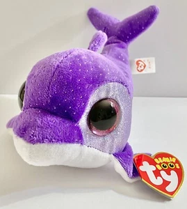 TY FLIPS PURPLE DOLPHIN 6” LONG BEANIE BOOS, NEW W/RED TAG,RETIRED,HARD TO FIND - Picture 1 of 4