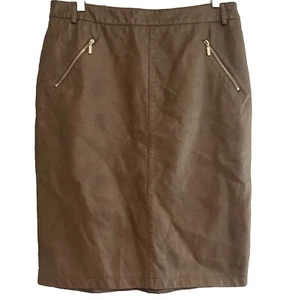 Charter Club Faux Leather Skirt Size 10 Womens Brown Realistic Straight Pencil - Picture 1 of 12