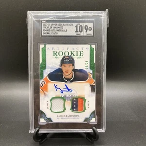 KAILER YAMAMOTO 2017-18 UPPER DECK ARTIFACTS EMERALD RC PATCH AUTO 10/25 SGC10|9 - Picture 1 of 12