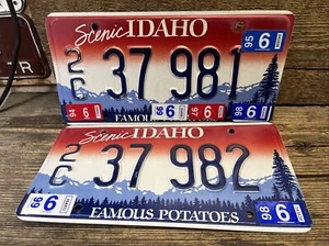 Vintage 1990’s Idaho License Plate 2C 37981 & 37982 Sequential #’s - Picture 1 of 2