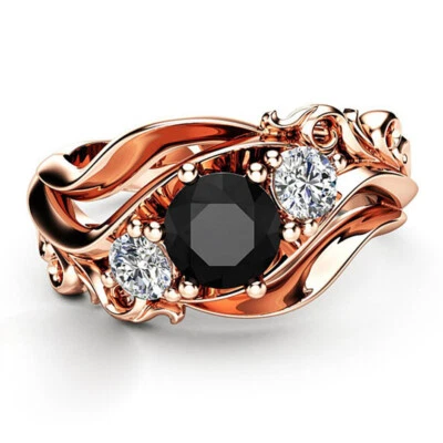 Pretty Women Ring Rose Gold Filled Round Cut Cubic Zircon Ring Sz 6-10 - Изображение 1 из 4