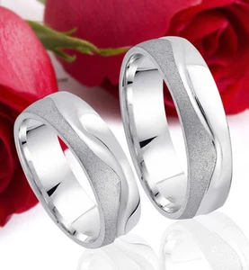 2 SILBER Partner Ringe Trauringe Eheringe Verlobungsringe , Gravur Gratis * T13x - Picture 1 of 1