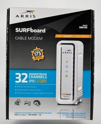 ARRIS SURFboard  Docsis 3.0 32x8 Cabel Modem- SB6190  OPEN BOX - Image 1 of 4