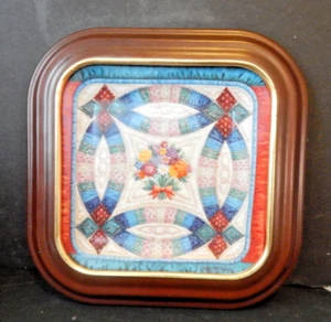 1994 Cherished Traditions "Wedding Ring" Quilt Plate Mary Ann Lasher Framed - Picture 1 of 6