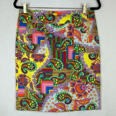 Daniel Meister Skirt Size 6 Paisley Floral Pencil Colorful Red Yellow Maximalism - Image 1 of 4