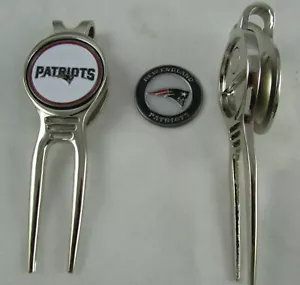 NFL Golf Divot Repair Tool Beltclip Ballmark Silver New England Patriots - Picture 1 of 1