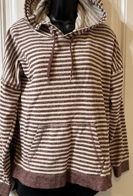 Sudadera con Capucha Volcom Granate Y Crema Rayas Terry Francés Para Mujer’s Mediana Foto 1 de 4