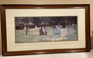 Grande 10x25"" Estampado Litográfica Enmarcada Vintage ""La Fiesta del Tenis"" Sir John Lavery-1885 - Imagen 1 de 12
