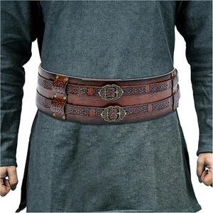 Viking Wide Belt, Medieval Faux Leather Armor Belt Knight Corset Belt, LARP Cost - Picture 1 of 12