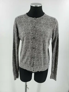 Ann Taylor LOFT Dot Print Cardigan Brown White Long Sleeve Button Sweater Size S - Picture 1 of 9