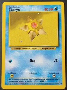 Pokemon Base Set WOTC Común - Staryu 65/102 - Casi Como Nuevo/Como Nuevo - Imagen 1 de 1