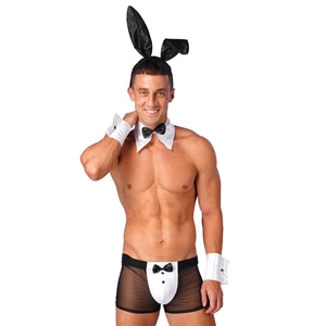 Mens Underwear With Bunny Ears Stage Performance Lingerie Outfit See Through - Picture 1 of 23