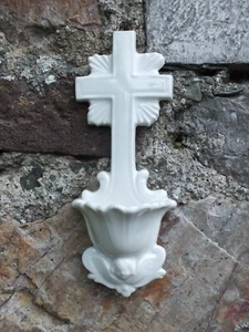 Bénitier ancien en porcelaine blanche de Mehun - Imagen 1 de 7