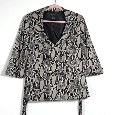 Blazer feminino Focus 2000 peito duplo tamanho 16 estampa de cobra mangas 3/4 com cinto - Imagem 1 de 4