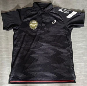 ASICS Japan Wrestling Team Polo Shirt Black M JPN Official Model - Picture 1 of 4