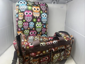 Rockland Departure 20” Hardside Brown Multicolored Owl Luggage & Carry On Bag - Picture 1 of 12