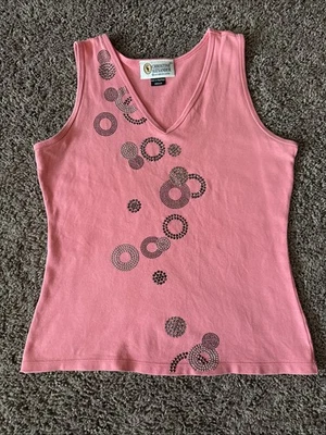 Camiseta sin mangas Christine Alexander Med para mujer con tachuelas de cristal de Swarovski rosa Foto 1 de 4