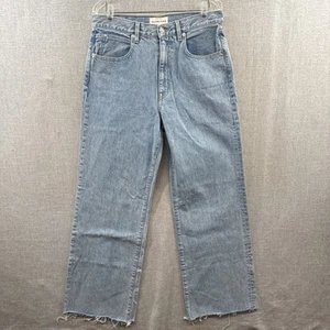 Pantalones de mezclilla cortos Slvrlake Grace para mujer 31 azules claros tiro alto pierna ancha deshilachado dobladillo crudo - Imagen 1 de 17
