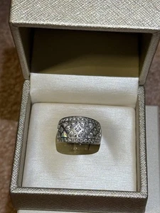 Lady’s Platinum Diamond Wide Band Ring - Picture 1 of 2
