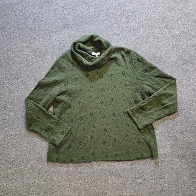 Habitat Sweater Womens Size Small Green Floral Turtleneck Long Sleeve Casual - Image 1 of 4