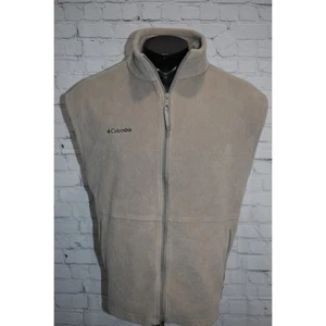 Columbia Fleece Jacket Vest Mens Size XL Camping Hiking Tan Polyester Full Zip - Picture 1 of 6