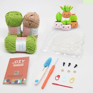 Beginner Crochet kit 4 Plants DIY Craft Supplie Cute Animals Amigurumi Gift - Picture 1 of 7