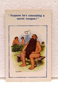 Vintage Donald McGill Comic Postkarte FKK Club Humor 5,5x3,5 Britisch 1502 - Bild 1 von 5