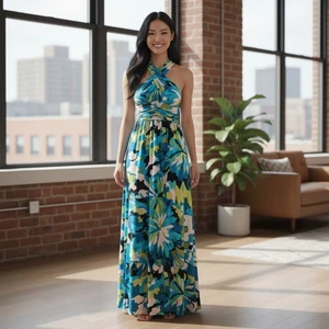Vestido Bisou Bisou Para Mujer 4 Maxi Entrecruzado Correa Floral Tropical - Imagen 1 de 12