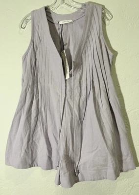 Mameluco de algodón plisado de lavanda y mostaza sin mangas bolsillos con cuello en V nuevo con etiquetas pequeño Foto 1 de 4